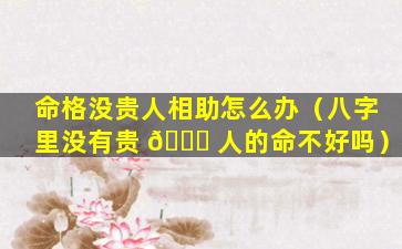 命格没贵人相助怎么办（八字里没有贵 🐟 人的命不好吗）